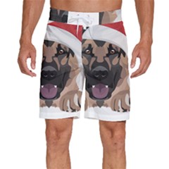 German Shepherd T- Shirt German Shepherd Merry Christmas T- Shirt (6) Men s Beach Shorts by ZUXUMI