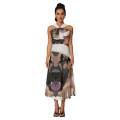 German Shepherd T- Shirt German Shepherd Merry Christmas T- Shirt (6) Sleeveless Cross Front Cocktail Midi Chiffon Dress by ZUXUMI