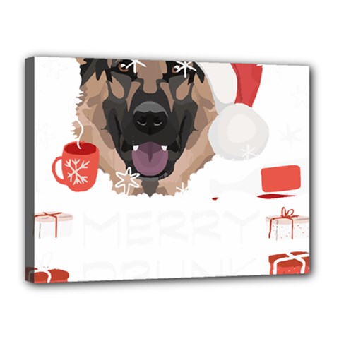 German Shepherd T- Shirt German Shepherd Merry Christmas T- Shirt Canvas 16  X 12  (stretched) by ZUXUMI