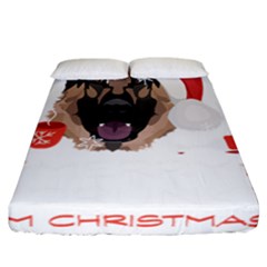 German Shepherd T- Shirt German Shepherd Merry Christmas T- Shirt Fitted Sheet (california King Size) by ZUXUMI