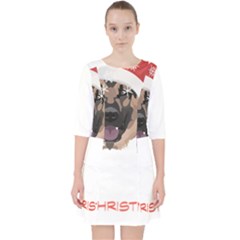 German Shepherd T- Shirt German Shepherd Merry Christmas T- Shirt Quarter Sleeve Pocket Dress by ZUXUMI