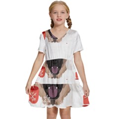 German Shepherd T- Shirt German Shepherd Merry Christmas T- Shirt Kids  Short Sleeve Tiered Mini Dress by ZUXUMI