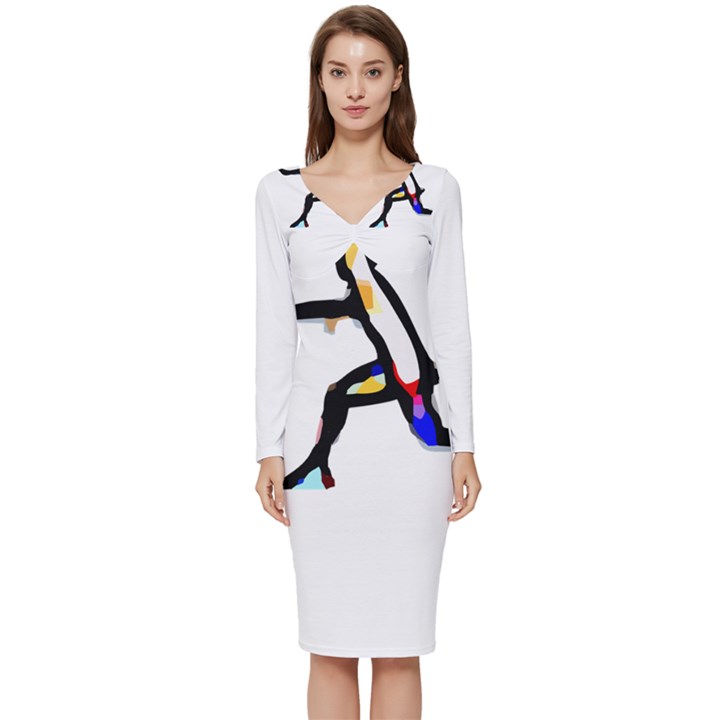 Abstract Art Sport Women Tennis  Shirt Abstract Art Sport Women Tennis  Shirt (2)12 Long Sleeve V-Neck Bodycon Dress 