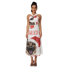 German Shepherd T- Shirt German Shepherd Mulled Wine Christmas T- Shirt Sleeveless Cross Front Cocktail Midi Chiffon Dress by ZUXUMI