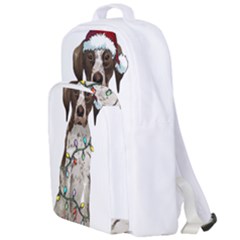 German Shorthaired Pointer Dog T- Shirt German Shorthaired Pointer Santa Christmas Tree Lights Xmas Double Compartment Backpack by ZUXUMI