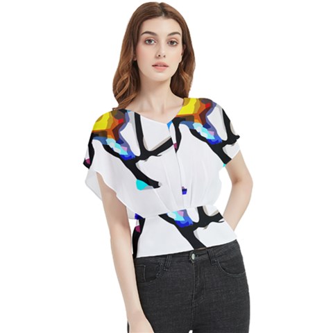 Abstract Art Sport Women Tennis  Shirt Abstract Art Sport Women Tennis  Shirt (4)14 Butterfly Chiffon Blouse by EnriqueJohnson