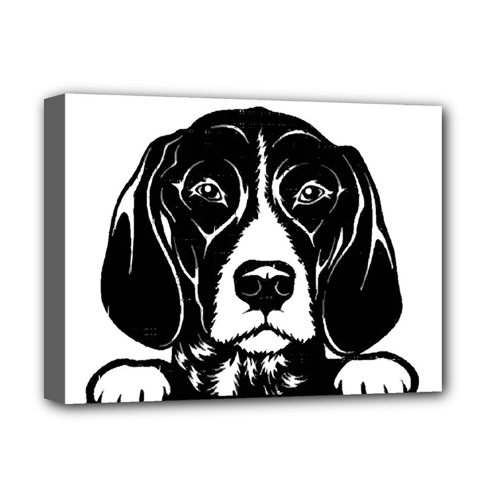 German Shorthaired Pointer Dog T- Shirt German Shorthaired Pointer Santa Christmas Tree Lights Xmas Deluxe Canvas 16  x 12  (Stretched) 