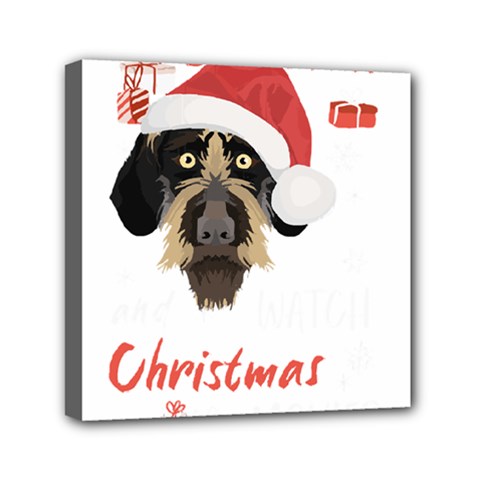 German Wirehaired Pointer T- Shirt German Wirehaired Pointer Merry Christmas T- Shirt (1) Mini Canvas 6  X 6  (stretched) by ZUXUMI