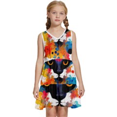 Abstract Cat  Shirt Abstract Cat  16 Kids  Sleeveless Tiered Mini Dress by EnriqueJohnson