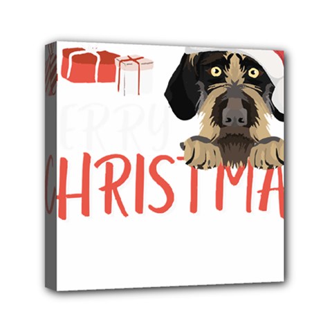 German Wirehaired Pointer T- Shirt German Wirehaired Pointer Merry Christmas T- Shirt (3) Mini Canvas 6  X 6  (stretched) by ZUXUMI