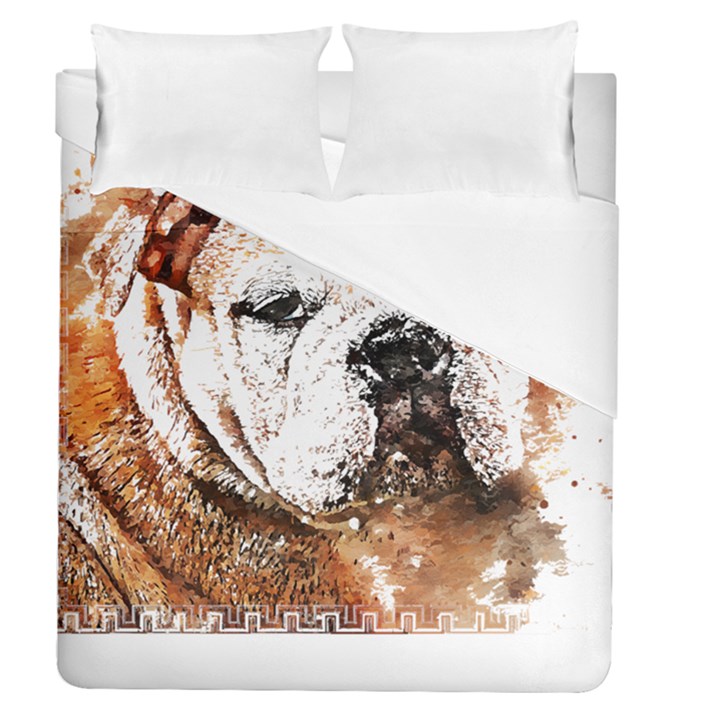 Bulldog T- Shirt English Bulldog Animal Wildlife Forest Nature Discovery Fauna T- Shirt Duvet Cover Double Side (Queen Size)