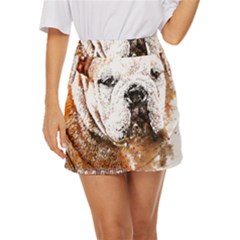 Bulldog T- Shirt English Bulldog Animal Wildlife Forest Nature Discovery Fauna T- Shirt Mini Front Wrap Skirt