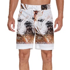 Bulldog T- Shirt English Bulldog Animal Wildlife Forest Nature Discovery Fauna T- Shirt Men s Beach Shorts by JamesGoode