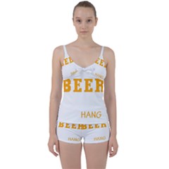 Bulldog T- Shirt I Just Want To Drink Beer And Hang With My Bulldog Dog T- Shirt Tie Front Two Piece Tankini by JamesGoode