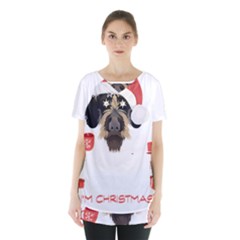 German Wirehaired Pointer T- Shirt German Wirehaired Pointer Merry Christmas T- Shirt Skirt Hem Sports Top by ZUXUMI