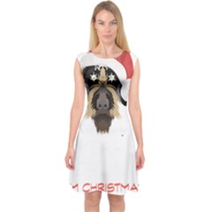 German Wirehaired Pointer T- Shirt German Wirehaired Pointer Merry Christmas T- Shirt Capsleeve Midi Dress by ZUXUMI