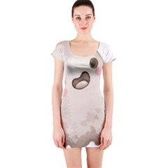 Ghost T- Shirt Watercolor Cute Ghost T- Shirt Short Sleeve Bodycon Dress by ZUXUMI