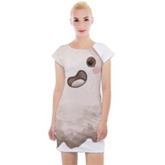 Ghost T- Shirt Watercolor Cute Ghost T- Shirt Cap Sleeve Bodycon Dress by ZUXUMI