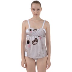 Ghost T- Shirt Watercolor Cute Ghost T- Shirt Twist Front Tankini Set by ZUXUMI