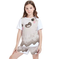 Ghost T- Shirt Watercolor Cute Ghost T- Shirt Kids  T-shirt And Sports Shorts Set by ZUXUMI