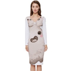 Ghost T- Shirt Watercolor Cute Ghost T- Shirt Long Sleeve V-neck Bodycon Dress  by ZUXUMI