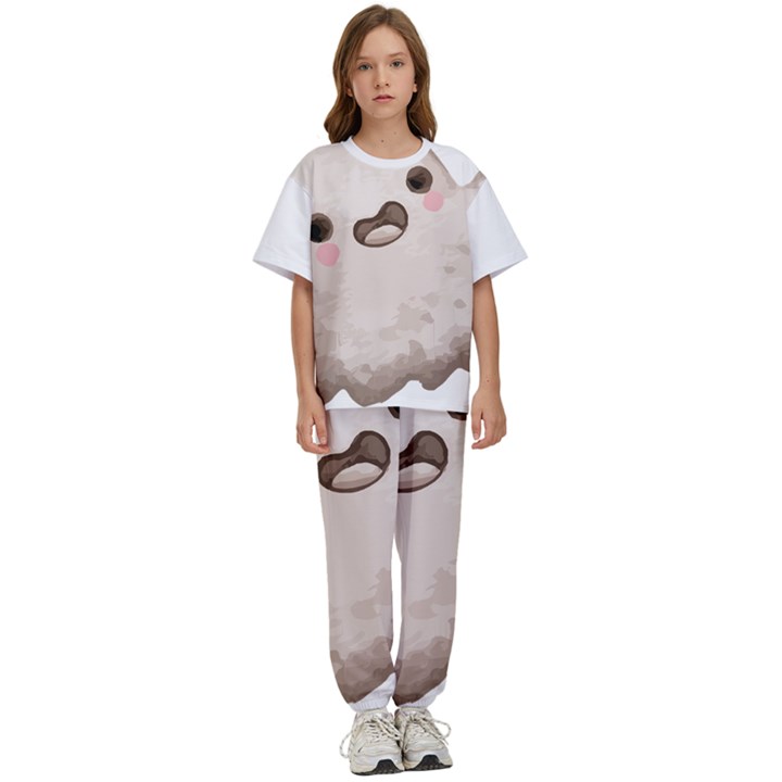 Ghost T- Shirt Watercolor Cute Ghost T- Shirt Kids  T-Shirt and Pants Sports Set