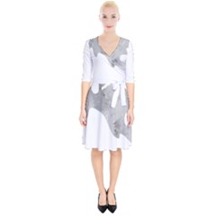 Ghost T- Shirt White Mottled Ghost T- Shirt Wrap Up Cocktail Dress by ZUXUMI