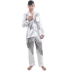 Ghost T- Shirt White Mottled Ghost T- Shirt Men s Long Sleeve Satin Pajamas Set by ZUXUMI