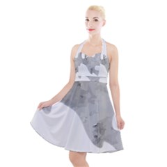 Ghost T- Shirt White Mottled Ghost T- Shirt Halter Party Swing Dress  by ZUXUMI