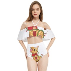 Giraffe T- Shirt Cute Giraffe T- Shirt Halter Flowy Bikini Set  by ZUXUMI