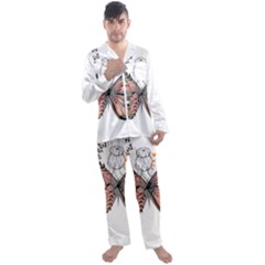 Butterflies T- Shirt Butterfly T- Shirt Men s Long Sleeve Satin Pajamas Set by JamesGoode