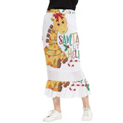 Giraffe T- Shirt Cute Giraffe T- Shirt Maxi Fishtail Chiffon Skirt by ZUXUMI