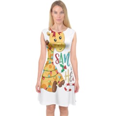 Giraffe T- Shirt Cute Giraffe T- Shirt Capsleeve Midi Dress by ZUXUMI