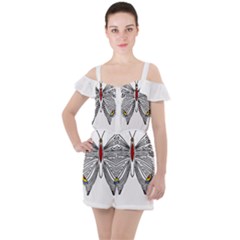 Butterfly Art T- Shirtbutterfly T- Shirt (1) Ruffle Cut Out Chiffon Playsuit by JamesGoode