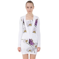 Butterfly Art T- Shirtbutterfly T- Shirt (2) V-neck Bodycon Long Sleeve Dress