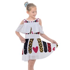 Glitter T- Shirt Glitter Rainbow Hearts T- Shirt Kids  Shoulder Cutout Chiffon Dress by ZUXUMI