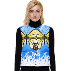 Butterfly Art T- Shirtbutterfly T- Shirt Women s Button Up Puffer Vest