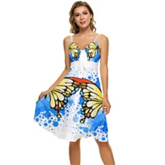 Butterfly Art T- Shirtbutterfly T- Shirt Sleeveless Tie Front Chiffon Dress by JamesGoode