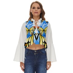 Butterfly Art T- Shirtbutterfly T- Shirt Boho Long Bell Sleeve Top