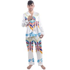 Butterfly Embroidery Effect T- Shirt Butterfly Embroidery Effect T- Shirt Men s Long Sleeve Satin Pajamas Set by JamesGoode