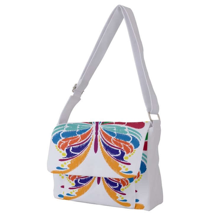 Butterfly Embroidery Effect T- Shirt Butterfly Embroidery Effect T- Shirt Full Print Messenger Bag (S)