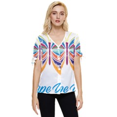 Butterfly Embroidery Effect T- Shirt Butterfly Embroidery Effect T- Shirt Bow Sleeve Button Up Top by JamesGoode