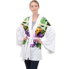 Butterfly T- Shirt Butterfly & Buddleia T- Shirt Long Sleeve Velvet Kimono  by JamesGoode