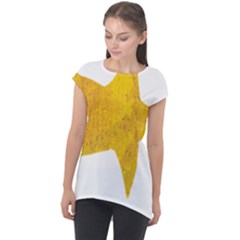 Gold Star T- Shirt Watercolor Gold Star T- Shirt Cap Sleeve High Low Top by ZUXUMI