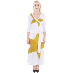 Gold Star T- Shirt Watercolor Gold Star T- Shirt Quarter Sleeve Wrap Maxi Dress by ZUXUMI