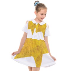 Gold Star T- Shirt Watercolor Gold Star T- Shirt Kids  Short Sleeve Shirt Dress by ZUXUMI