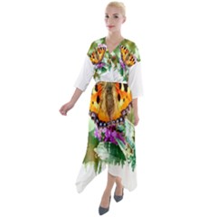 Butterfly T- Shirt Butterfly T- Shirt Quarter Sleeve Wrap Front Maxi Dress by JamesGoode