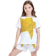 Gold Star T- Shirt Watercolor Gold Star T- Shirt Kids  T-shirt And Sports Shorts Set by ZUXUMI