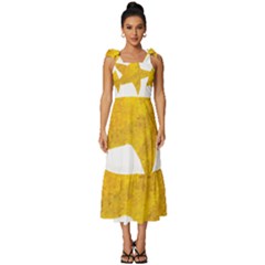 Gold Star T- Shirt Watercolor Gold Star T- Shirt Tie-strap Tiered Midi Chiffon Dress by ZUXUMI