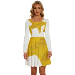 Gold Star T- Shirt Watercolor Gold Star T- Shirt Long Sleeve Wide Neck Velvet Dress by ZUXUMI